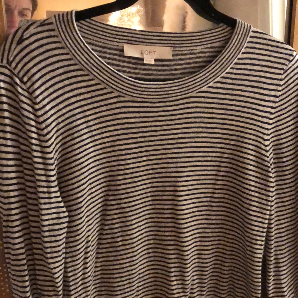 Grey/navy long sleeve Loft sweater